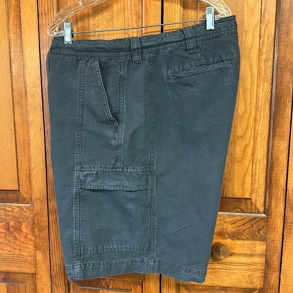 Island Shores Grey Cargo Utility Linen Blend Shorts Size 44
